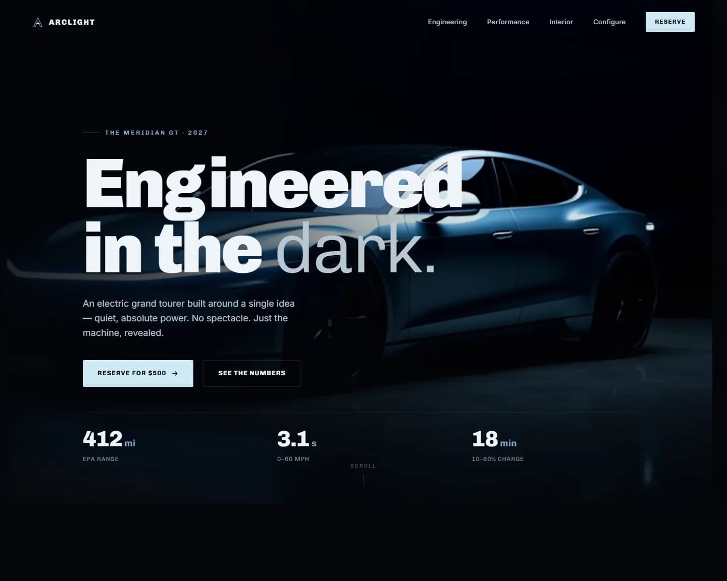 Arclight Motors — Automotive, EV landing design