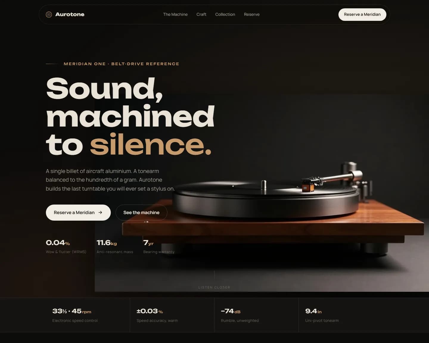Aurotone — Audio, Hi-Fi landing design