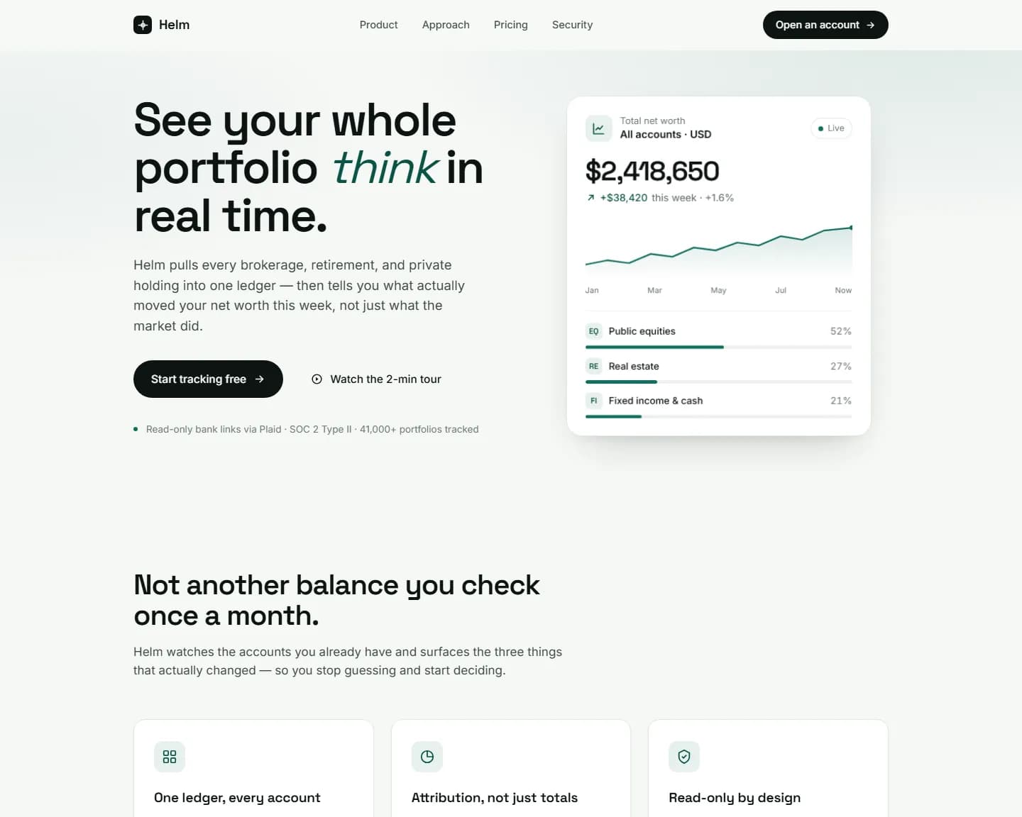 Helm — Fintech, Wealth Management landing design