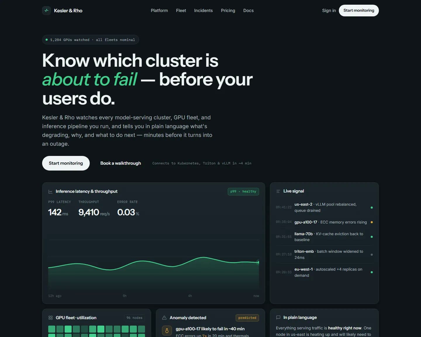 Kesler Rho — SaaS, AI Infrastructure landing design