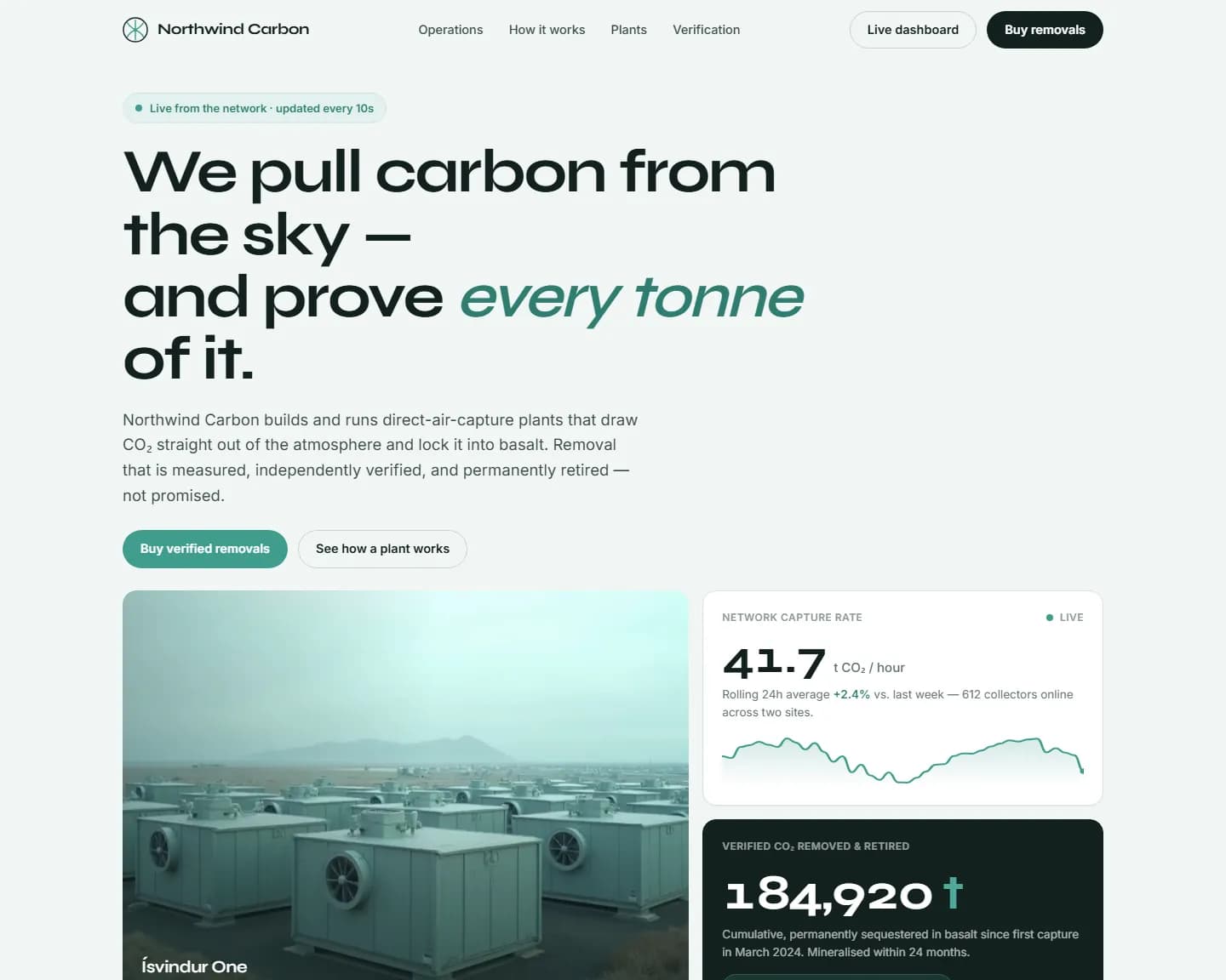 Northwind Carbon — Climate Tech, Direct Air Capture landing design