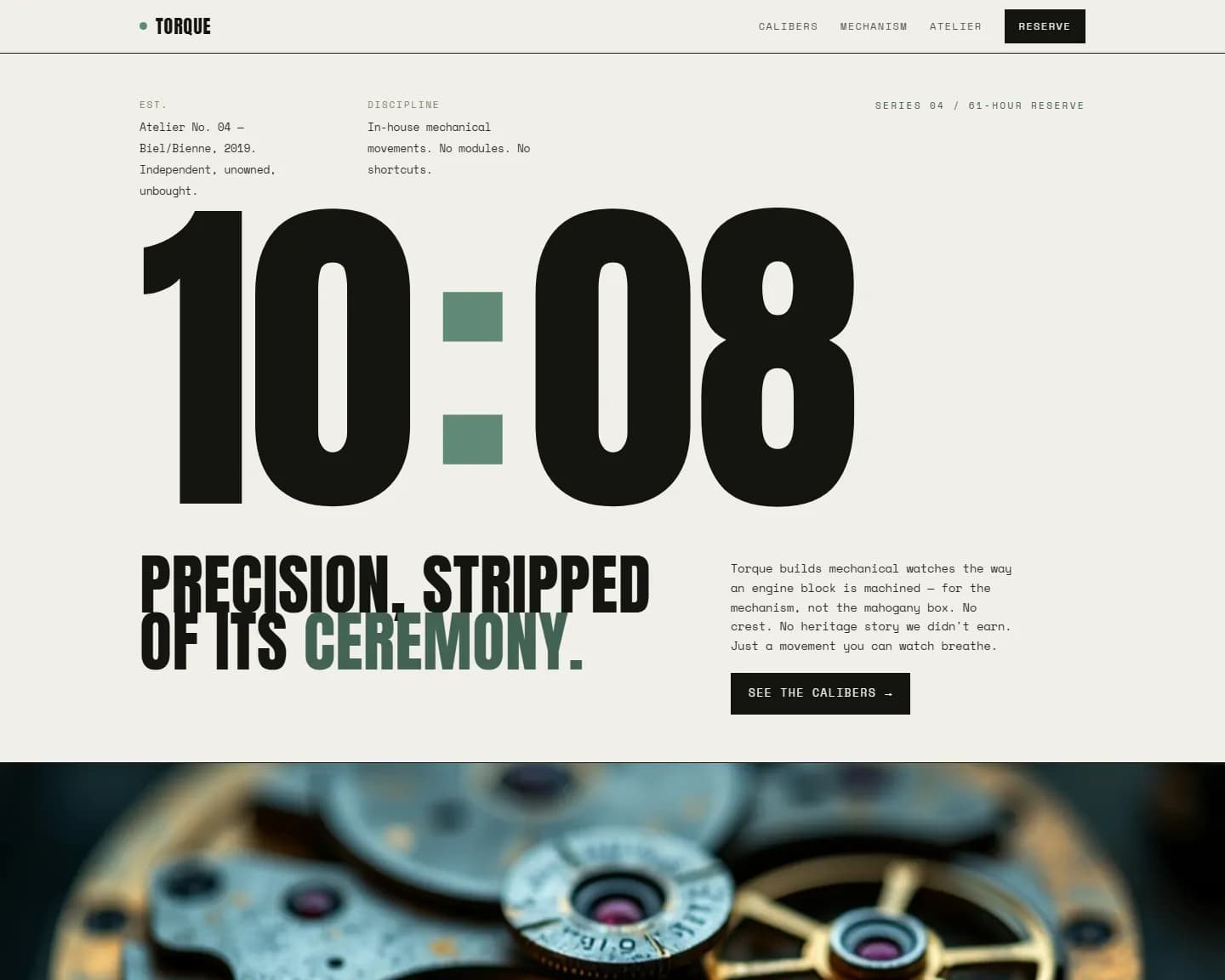 Torque — Watchmaking, Horology landing design