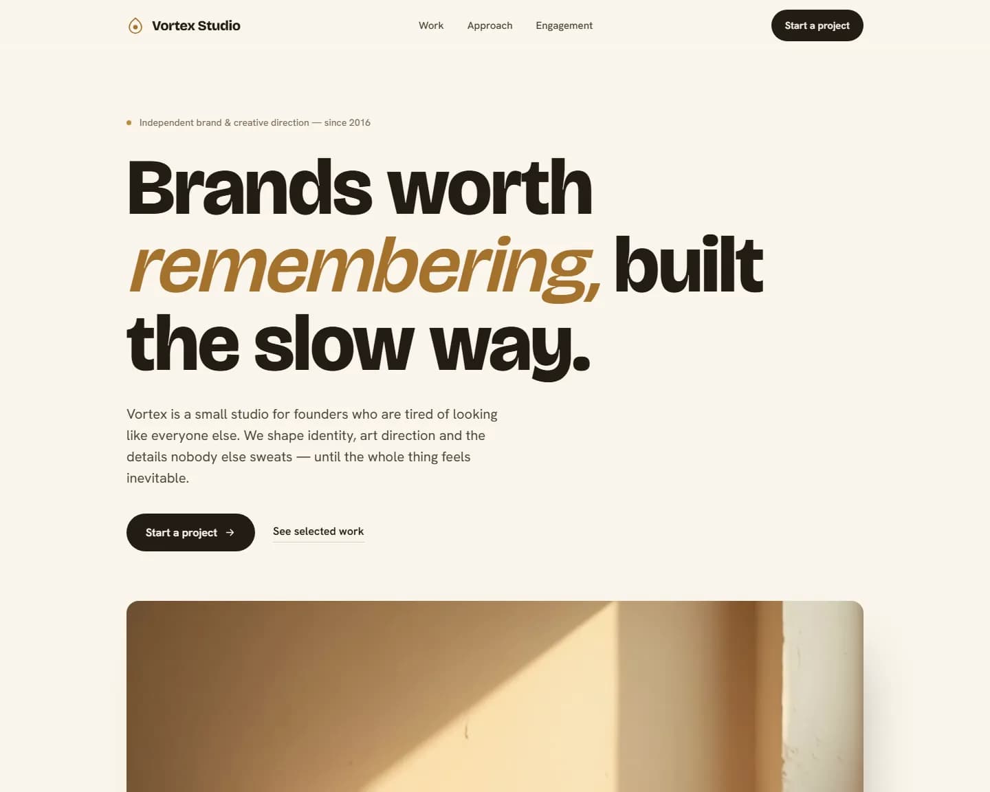 Vortex Studio — Creative Agency, Brand Studio landing design
